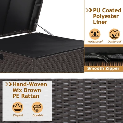 Costway 72 Gallon Patio Rattan Wicker Storage Deck Box Container With Liner Garden 9 Costway 72 Gallon Patio Rattan Wicker Storage Deck Box Container With Liner Garden - Image 7