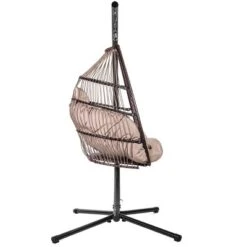 Egg Style Hanging Chair Cream W/Deep Cushion Soft Relaxing Beige