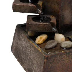 11" Resin Tiered Stone Eternity Tabletop Fountain Brown - Alpine Corporation -Garden & Outdoors GUEST 4b6c6aae 2a9d 4ca0 a7f5 137896dea110