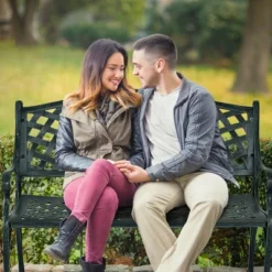 Costway 40'' Outdoor Antique Garden Bench Aluminum Frame Seats Chair Patio Garden Furni -Garden & Outdoors GUEST 4c6915c9 1e3c 4874 a8e3 3aaf4caa6781