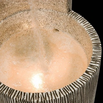 41" Resin Outdoor Tiering Column Zen Fountain With LED Lights Gray - Alpine Corporation 5 41" Resin Outdoor Tiering Column Zen Fountain With LED Lights Gray - Alpine Corporation - Image 3