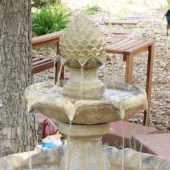Sunnydaze Decor Sunnydaze 45" H Outdoor Arcade 2-Tier Solar Water Fountain With Battery Backup And LED Light -Garden & Outdoors GUEST 4ed0f48a 8486 4ee3 8095 b97dc5ba214e