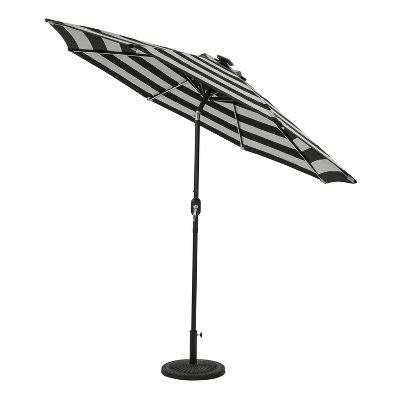9' X 9' Mirage II Fiesta Market Patio Umbrella With Solar LED Tube Lights Black/White - Island Umbrella 4 9' X 9' Mirage II Fiesta Market Patio Umbrella With Solar LED Tube Lights Black/White - Island Umbrella - Image 2
