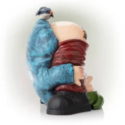 22" Mooning "Welcome" Gnome With Bird Polyresin Statue Outdoor - Alpine Corporation -Garden & Outdoors GUEST 4f95ce53 8bd8 4fa1 9f28 68bf05a61fd3