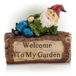 9" Polyresin Gnome Lying On Log Statue - Alpine Corporation -Garden & Outdoors GUEST 500e87b0 098e 4fc9 939b dc2a71529ea6