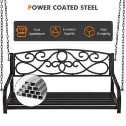 Tangkula Patio Hanging Porch Swing Outdoor 2-Person Metal Swing Bench Chair W/ Chains 17 Tangkula Patio Hanging Porch Swing Outdoor 2-Person Metal Swing Bench Chair W/ Chains -Garden & Outdoors GUEST 50343f46 6c03 4617 aa9d 22f76d24263c