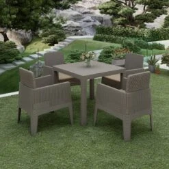Lucca 5pc Dining Set With Cushions - Gray/Beige - DUKAP -Garden & Outdoors GUEST 50c0e6c0 cf88 48ee b601 5ef4377816e5