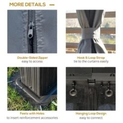 Outsunny Patio Gazebo 10' X 12', Netting & Curtains, 2 Tier Double Vented Steel Roof, Hardtop, Ceiling Hooks, Rust Proof Aluminum, Gray 10 Outsunny Patio Gazebo 10' X 12', Netting & Curtains, 2 Tier Double Vented Steel Roof, Hardtop, Ceiling Hooks, Rust Proof Aluminum, Gray -Garden & Outdoors GUEST 511db77f 5505 413d a209 2a983e6134e4