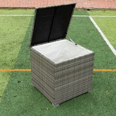 4pc Wicker Patio Sectional Seating Set With Cushions - Gray/Beige - GODEER 13 4pc Wicker Patio Sectional Seating Set With Cushions - Gray/Beige - GODEER - Image 11