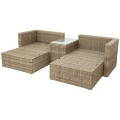 5pc Wicker Patio Seating Set With Cushions - Brown/Beige - GODEER -Garden & Outdoors GUEST 515d5a39 d63e 4bd9 b728 c1bdf29b5f93