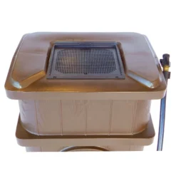 FCMP Outdoor WG4000 45 Gallon Wood Grain Outdoor Home Rain Water Catcher Barrel Flat Back Container With Spigots And Mesh Screen, Brown -Garden & Outdoors GUEST 51611b22 8927 4cc9 b8c7 807d2d4696b6