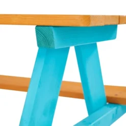 Kids' Outdoor Wood Rectangle Picnic Table - Turquoise - Teamson Kids -Garden & Outdoors GUEST 51822640 db9e 445f b435 868e8401363d