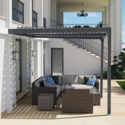 Aoodor Outdoor Louvered Pergola Adjustable Louvered Sloping Roof Wall-Mounted Pergola 22 Aoodor Outdoor Louvered Pergola Adjustable Louvered Sloping Roof Wall-Mounted Pergola -Garden & Outdoors GUEST 5194cab5 dffe 4678 becd 7c1cc371abd9