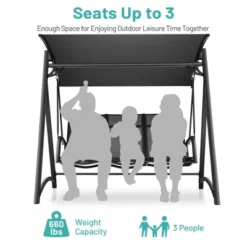 Costway Outdoor 3-Person Porch Swing Chair Aluminum Frame Adjust Canopy Patio -Garden & Outdoors GUEST 526bb4d2 5287 4d4b 8d71 fd1a4641d2ed