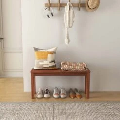 Costway Patio Backless Bench 2-Seater Outdoor Dining Bench Solid Wood Garden Backyard -Garden & Outdoors GUEST 52aa76e0 362c 476a a172 1fa048806e21