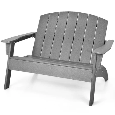 Costway Patio Adirondack Chair Loveseat Bench HDPE Weather Resistant Deck Grey 3 Costway Patio Adirondack Chair Loveseat Bench HDPE Weather Resistant Deck Grey