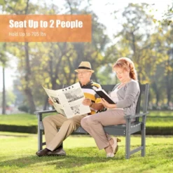 Costway Garden Bench All-Weather HDPE 2-Person Outdoor Bench For Front Porch Backyard -Garden & Outdoors GUEST 53ffd17c 4d2c 47fa 8e08 5d5caef91451