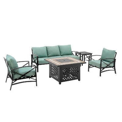 Kaplan 5pc Sofa Set With Fire Table - Mist - Crosley 7 Kaplan 5pc Sofa Set With Fire Table - Mist - Crosley - Image 5