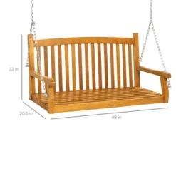 Best Choice Products 48in Wooden Curved Back Hanging Porch Swing Bench For Patio, Deck W/ Mounting Chains -Garden & Outdoors GUEST 5474db28 9b86 4e1b aa5e 6cf0f7b5cc66