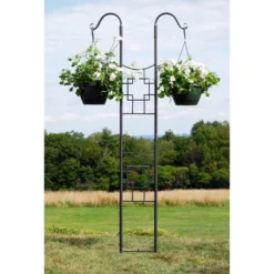 Achla Designs 83.5" Square-on-Square Modern Double Pole Iron Garden Trellis Graphite Powder Coat Finish -Garden & Outdoors GUEST 55fef29a 6a31 41d1 899f db0ff81c317c