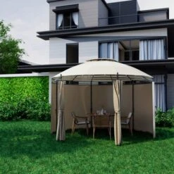 Tangkula 11.5'Outdoor Patio Round Dome Gazebo Canopy Shelter Double Roof Steel Brown -Garden & Outdoors GUEST 5672bb61 29ec 4ab0 85a5 49ec07883eab