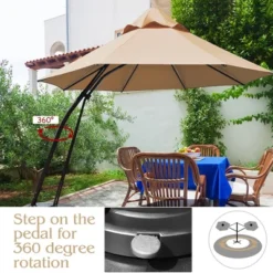 Costway 11FT Outdoor Cantilever Offset Hanging Umbrella W/ Base Wheel -Garden & Outdoors GUEST 56b8cc10 cacd 4813 b899 565a41595656
