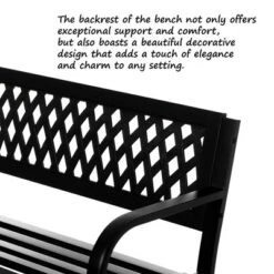 Gardenised Outdoor Steel 47 Park Bench For Yard, Patio, Garden And Deck, Black Weather Resistant Porch Bench, Park Seating -Garden & Outdoors GUEST 577b3cd3 4739 4d9e becb d356fdeb3425