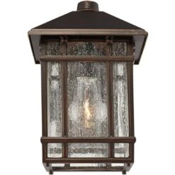 Kathy Ireland Sierra Craftsman Mission Outdoor Wall Light Fixtures Set Of 2 Rubbed Bronze 11" Seedy Glass For Post Exterior Barn Deck House Porch Yard -Garden & Outdoors GUEST 57c5614b 3ba0 486c 9df2 30b79dc70532