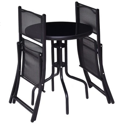 Costway 3 Pcs Bistro Set Garden Backyard Table Folding Chairs Outdoor Patio Furniture 5 Costway 3 Pcs Bistro Set Garden Backyard Table Folding Chairs Outdoor Patio Furniture - Image 3