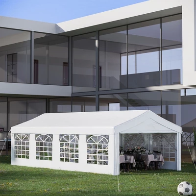 Outsunny 13' X 26' Event Tent & Party Pavilion, Removable Sidewalls, Zipper Doors, Extra Large Steel Frame, Stylish Windows, Wedding White 4 Outsunny 13' X 26' Event Tent & Party Pavilion, Removable Sidewalls, Zipper Doors, Extra Large Steel Frame, Stylish Windows, Wedding White - Image 2