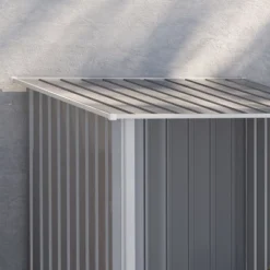 Outsunny 3.3' X 3.4' Lean-to Garden Storage Shed, Small Outdoor Galvanized Steel Tool House With Lockable Door For Patio, Backyard, Lawn, Gray -Garden & Outdoors GUEST 59c7a4a7 2266 4785 8848 d5bb42d9109b