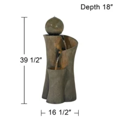 John Timberland Modern Sphere Curve Zen Outdoor Floor Water Fountain 39 1/2" With LED Light For Exterior Garden Yard Lawn -Garden & Outdoors GUEST 5b3cd70c eb1d 4aa8 96df 0b7e66311b0d