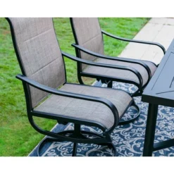 7pc Outdoor Dining Set With Padded Swivel Chairs & Metal Rectangle Table With Umbrella Hole - Gray - Captiva Hole -Garden & Outdoors GUEST 5b4c5ad5 05ea 413d a792 d80f3804ec19
