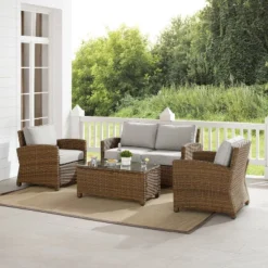 Bradenton 4pc Outdoor Wicker Conversation Set - Crosley -Garden & Outdoors GUEST 5be96b79 ee99 475d bad1 a36825cf24c6