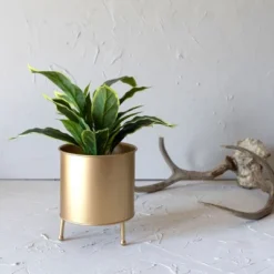 Raised Brass Metal Planter By Foreside Home & Garden