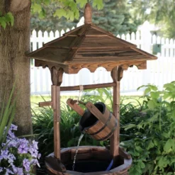 Sunnydaze Decor Sunnydaze 48"H Electric Fir Wood Old-Fashioned Wishing Well Outdoor Water Fountain -Garden & Outdoors GUEST 5ea247fe 9867 4120 8ddd 1ba7b7942050