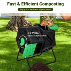 Costway Dual Chamber Compost Tumbler Outdoor Rotating Chamber Compost Bin 34.5 Gallon -Garden & Outdoors GUEST 5ede0308 53ad 4638 b124 3711361e2571