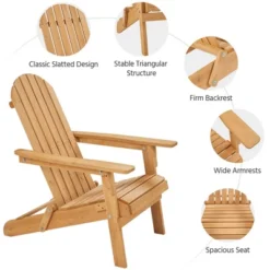 Yaheetech Folding Adirondack Chair Solid Wood Garden Chair Weather Resistant, Brown -Garden & Outdoors GUEST 5f3e514c 6e44 4c78 9cfb c9396d2fbdd4
