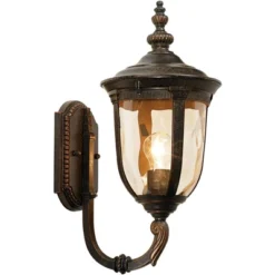 John Timberland Bellagio Vintage Rustic Outdoor Wall Light Fixture Veranda Bronze Upbridge 16 1/2" Champagne Glass For Post Exterior Barn Deck House -Garden & Outdoors GUEST 6076368e 5217 4a48 acca b8bf695be135