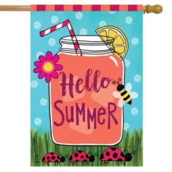 Briarwood Lane Welcome Summer Lemonade House Flag Mason Jar Ladyb