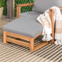 Galia 2pc Square Leg Acacia Wood Chair And Ottoman With Cushions - Brown - Saracina Home 25 Galia 2pc Square Leg Acacia Wood Chair And Ottoman With Cushions - Brown - Saracina Home -Garden & Outdoors GUEST 60c10f7d 5b45 4211 b4ed 7da57de1baff