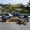 Abbington Teak Patio Ottoman With Cushion - Navy - Cambridge Casual -Garden & Outdoors GUEST 6190d560 f83b 4982 bae0 1075adb8f46f