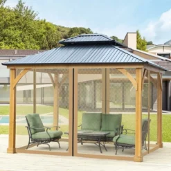 Aoodor Gazebo Netting Black 12' X 12' Polyester Screen Replacement 4 Panel Sidewalls For Patio (Only Netting) -Garden & Outdoors GUEST 6190eb43 abdd 4372 9925 13b817bc7200