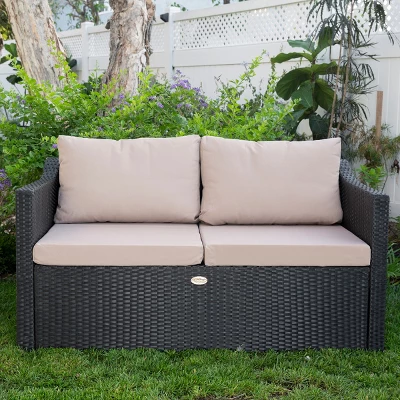 Barton 2 Person Madison Outdoor Patio Wicker Sofa Set Love Seat W/ Seat Cushion 3 Barton 2 Person Madison Outdoor Patio Wicker Sofa Set Love Seat W/ Seat Cushion