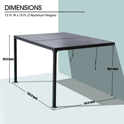 Aoodor Outdoor Louvered Pergola Adjustable Louvered Sloping Roof Wall-Mounted Pergola 5 Aoodor Outdoor Louvered Pergola Adjustable Louvered Sloping Roof Wall-Mounted Pergola - Image 3