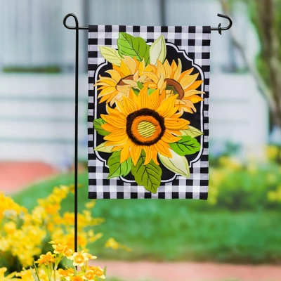 Evergreen Sunflowers And Checks Garden Linen Flag 12.5 X 18 Inches Indoor Outdoor Decor 3 Evergreen Sunflowers And Checks Garden Linen Flag 12.5 X 18 Inches Indoor Outdoor Decor