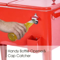 Costway Red Outdoor Patio 80 Quart Cooler Cart Ice Beer Beverage Chest Party Portable -Garden & Outdoors GUEST 641c0482 5bdc 4a55 b9fe 4dca88086d2f