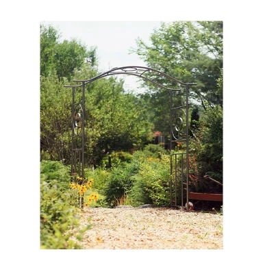 Achla Designs 84" Elegant Handcrafted Tuscany Iron Garden Arbor Graphite Powder Coated Finish 3 Achla Designs 84" Elegant Handcrafted Tuscany Iron Garden Arbor Graphite Powder Coated Finish