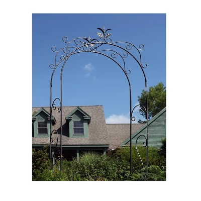 Achla Designs 113" Elegant Handcrafted Tuileries Iron Garden Arbor Graphite Powder Coated Finish 5 Achla Designs 113" Elegant Handcrafted Tuileries Iron Garden Arbor Graphite Powder Coated Finish - Image 3