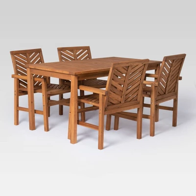 5pc Slatted Chevron Acacia Wood Patio Dining Set - Saracina Home 16 5pc Slatted Chevron Acacia Wood Patio Dining Set - Saracina Home - Image 14